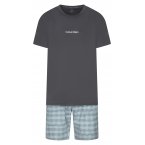 Pyjama Court Calvin Klein fermée avec manches courtes et col rond anthracite rayé