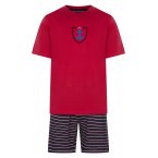 Pyjama court Mariner en coton biologique avec manches courtes et col rond rouge rayé