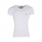 Tee-shirt col V blanc Emporio Armani en coton stretch