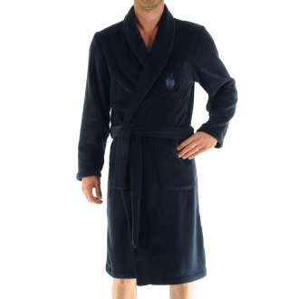 Robe de chambre Christian Cane avec manches longues et col châle bleu marine