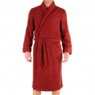 Robe de chambre Christian Cane avec manches longues et col châle rouge