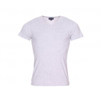 Tee-shirt à col v Eden Park en coton stretch gris chiné