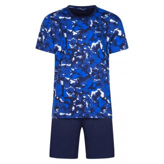 Pyjama court Hom Madrague en coton bleu marine