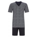 Pyjama court Ringella en coton anthracite avec manches courtes et col v
