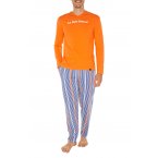 Pyjama long Arthur droite multicolore avec manches longues et col v