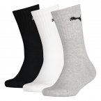 Lot de 3 paires de chaussettes hautes Puma en coton mélangé noir, gris chiné et blanc