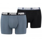 Lot de 2 boxers Puma coton bleu clair et noir