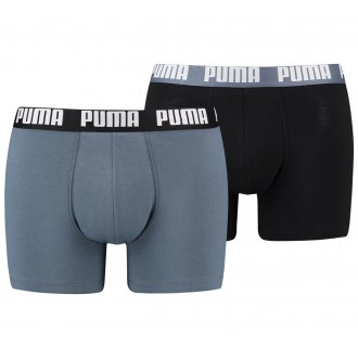 Lot de 2 boxers Puma coton bleu clair et noir