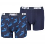 Lot de 2 boxers Junior Garçon Puma en coton bleu marine et logotypé