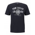 T-shirt Tom Tailor en coton bleu marine regular fit avec manches courtes et col rond 