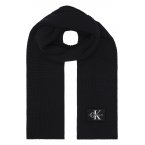 Écharpe Calvin Klein en maille épaisse et côtelée en partie en laine noire
