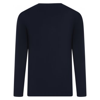 T-shirt stretch Boss bleu marine uni à coupe ajustée et manches longues