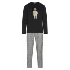Pyjama Long Arthur en coton noir vichy regular fit avec manches longues et col rond 