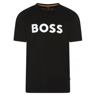 T-shirt Boss coton avec manches courtes et col rond noir