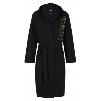 Robe de chambre Boss en coton avec manches longues et col à capuche noire