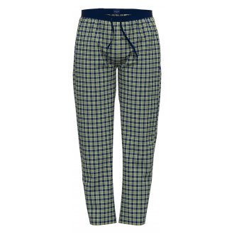 Pantalon pyjama Tom Tailor en coton à carreaux sur fond marine, taille élastiquée