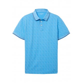 Polo Tom Tailor en coton avec manches courtes et col boutonné bleu