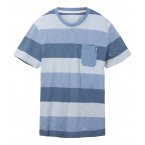 T-shirt col rond Tom Tailor en coton avec manches courtes bleu rayé