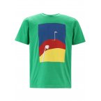 T-shirt col rond Serge Blanco Play en coton avec manches courtes vert imprimé golf