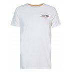 T-shirt Petrol Industries blanc uni à imprimé coloré au dos, à col rond et manches courtes