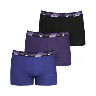 Lot de 3 boxers Athena multicolore avec nom de la marque inscrit en violet sur la ceinture élastiquée noire