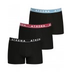 Lot de 3 boxers Athena en coton noirs avec ceintures élastiquées de différentes couleurs