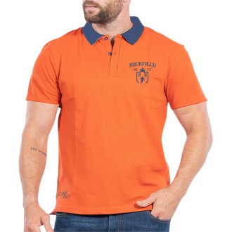 Polo Ruckfield avec manches courtes et col boutonné orange maille jersey