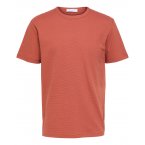 T-shirt col rond Selected en coton biologique mélangé avec manches courtes rouille