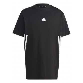 T-shirt adidas en coton noir uni à bandes latérales blanches