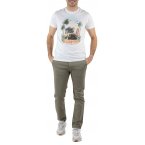 T-shirt col rond Deeluxe en coton avec manches courtes blanc imprimé 4x4