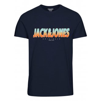 T-shirt avec manches courtes et col rond Jack & Jones coton marine