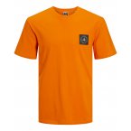 T-shirt avec manches courtes et col rond Jack & Jones coton mélangé orange