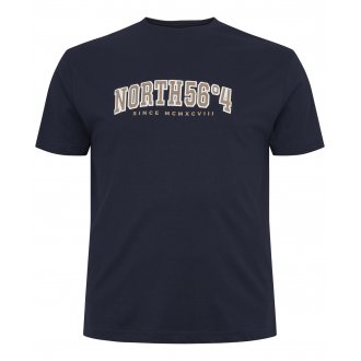 T-shirt à manches courtes avec un col rond North 56°4 en coton bleu marine