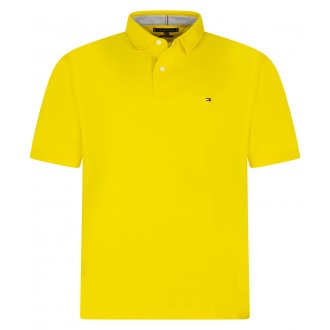 Polo avec manches courtes et col boutonné Tommy Hilfiger Big & Tall coton biologique jaune maille piquée