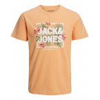 Tee-shirt avec des manches courtes et un col rond Jack & Jones + en coton orange
