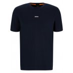 T-shirt Boss en coton stretch bleu marine à coupe droite et logo brodé