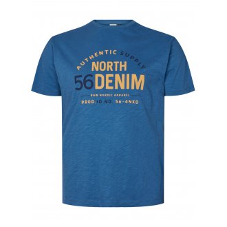 T-shirt col rond North 56°4 en coton avec manches courtes bleu