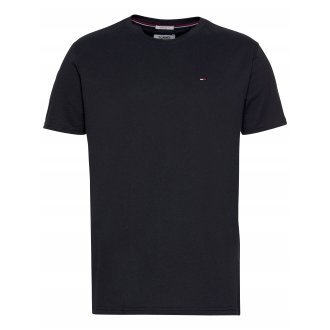 T-shirt col rond Tommy Jeans en coton biologique avec manches courtes noir