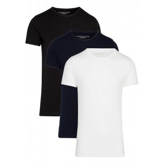Lot de 3 tee-shirts col rond Tommy Hilfiger en coton biologique bleu marine, blanc et noir