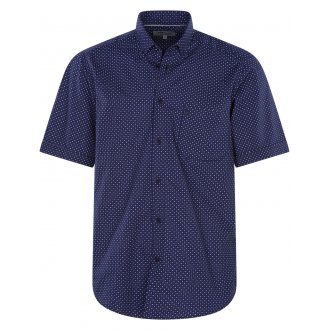 Chemise Bande Originale en coton avec manches courtes et col américain bleu marine
