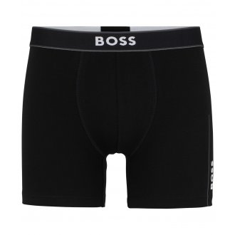 Boxer Boss coton noir avec nom de la marque inscrit en blanc sur le côté à droite