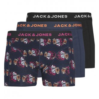 Lot de 3 boxers Jack & Jones multicolores, 2 unis et 1 imprimé avec des têtes de mort