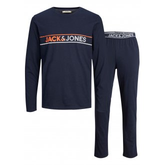 Pyjama Jack & Jones avec manches longues et col rond bleu marine