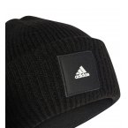 Bonnet adidas performance noir côtelé avec logo de le marque collé en relief blanc sur le revers