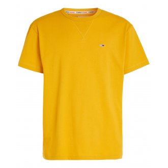 T-shirt Tommy Jeans en coton avec manches courtes et col rond moutarde
