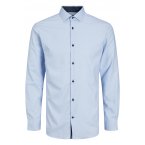 Chemise Premium en coton avec manches longues et col italien bleu ciel