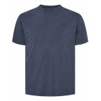 T-shirt col rond North 56°4 en coton avec manches courtes bleu marine chiné