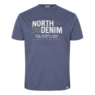 T-shirt col rond North 56°4 en coton avec manches courtes bleu chiné