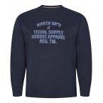 T-shirt manches longues North 56°4 en coton avec col rond bleu marine
