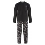 Pyjama long Christian Cane coton avec manches longues et col rond noir fleuri
